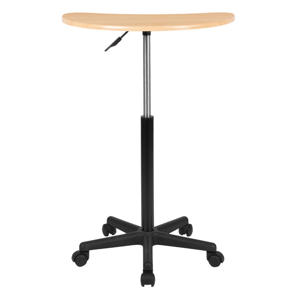 Maple |#| Maple Sit to Stand Mobile Laptop Computer Desk - Portable Rolling Standing Desk