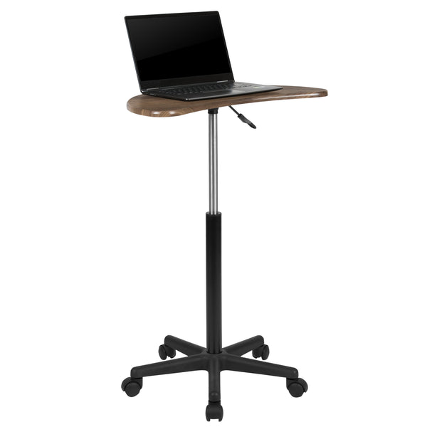 Rustic Walnut |#| Walnut Sit to Stand Mobile Laptop Computer Desk - Portable Rolling Standing Desk