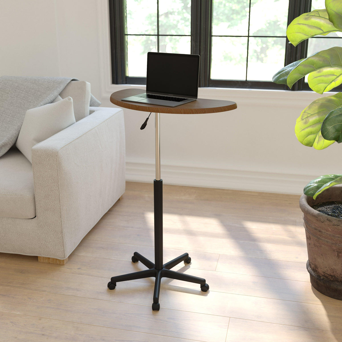 Rustic Walnut |#| Walnut Sit to Stand Mobile Laptop Computer Desk - Portable Rolling Standing Desk