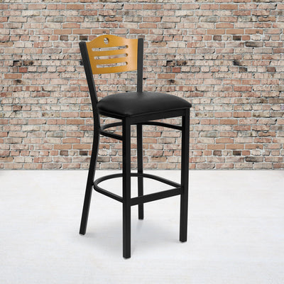 Slat Back Metal Restaurant Barstool