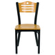 Natural Wood Back/Natural Wood Seat/Black Metal Frame |#| Black Slat Back Metal Restaurant Chair - Natural Wood Back & Seat