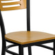 Natural Wood Back/Natural Wood Seat/Black Metal Frame |#| Black Slat Back Metal Restaurant Chair - Natural Wood Back & Seat
