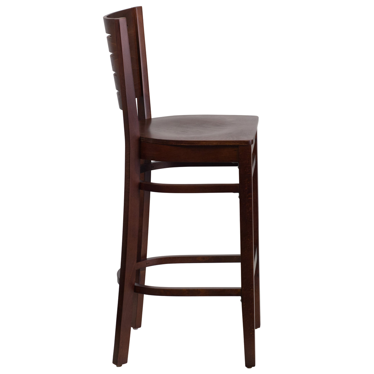 Walnut Wood Seat/Walnut Wood Frame |#| Slat Back Walnut Wood Restaurant Barstool - Hospitality Seating
