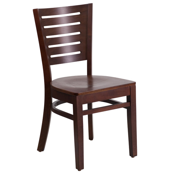 Walnut Wood Seat/Walnut Wood Frame |#| Slat Back Walnut Wood Restaurant Chair - Hospitality Seating