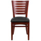 Black Vinyl Seat/Mahogany Wood Frame |#| Slat Back Mahogany Wood Restaurant Chair - Black Vinyl Seat