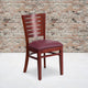 Burgundy Vinyl Seat/Mahogany Wood Frame |#| Slat Back Mahogany Wood Restaurant Chair - Burgundy Vinyl Seat