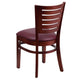 Burgundy Vinyl Seat/Mahogany Wood Frame |#| Slat Back Mahogany Wood Restaurant Chair - Burgundy Vinyl Seat