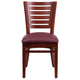 Burgundy Vinyl Seat/Mahogany Wood Frame |#| Slat Back Mahogany Wood Restaurant Chair - Burgundy Vinyl Seat