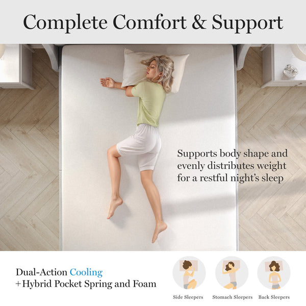 Full |#| Firm Support Pocket Spring and Foam Hybrid Dual-Action Cooling Mattress - Full