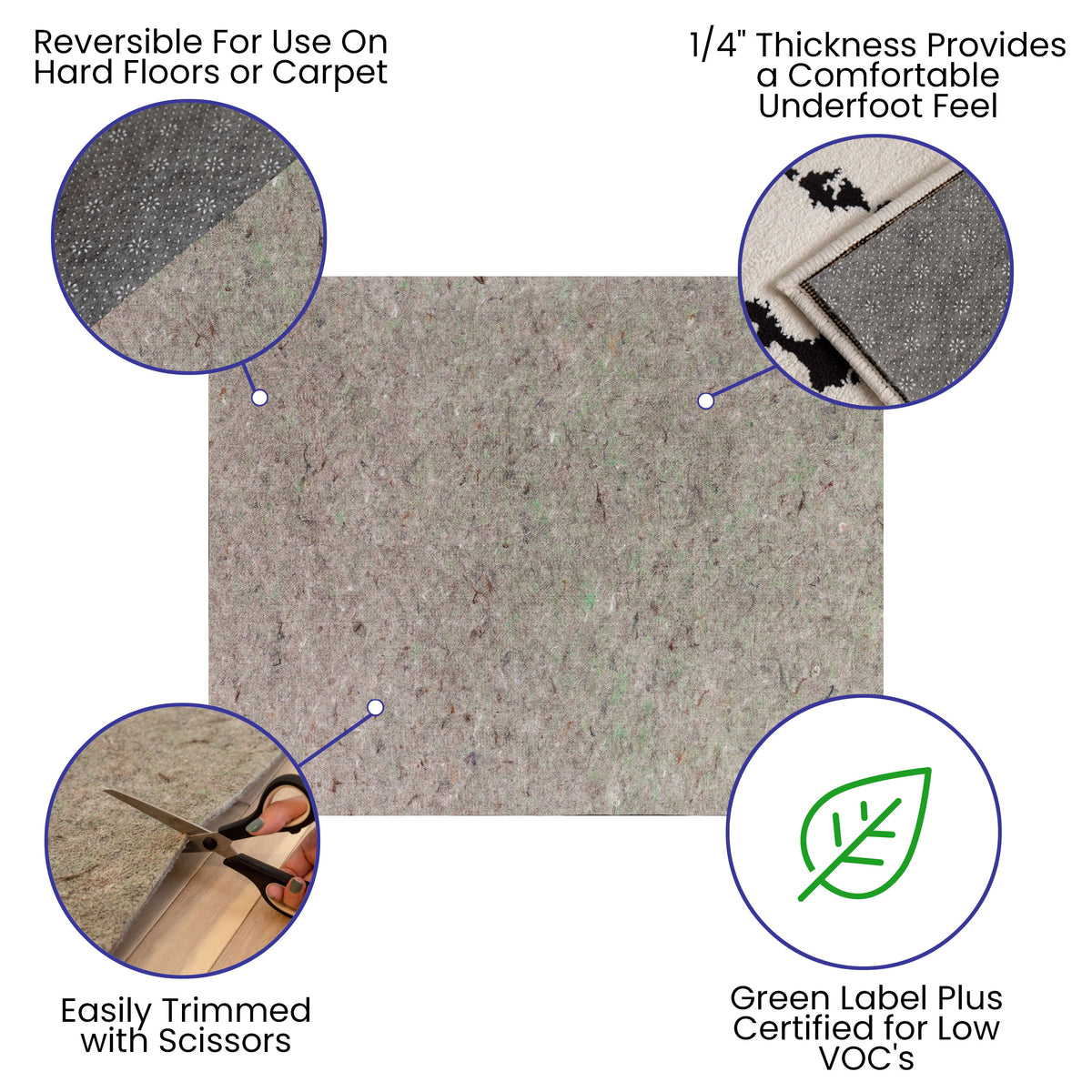 8' x 10' |#| Slide-Stop® Multi-Surface Non-Slip Rug Pad for 8' x 10' Area Rugs, 1/4inch Thick