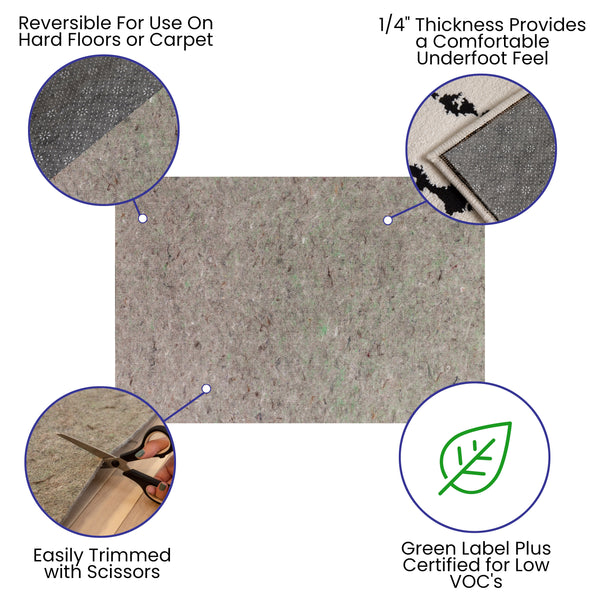 4' x 6' |#| Slide-Stop® Multi-Surface Non-Slip Rug Pad for 4' x 6' Area Rugs, 1/4inch Thick