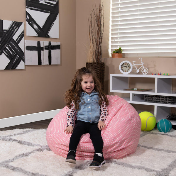 Light Pink Dot |#| Small Light Pink Dot Refillable Bean Bag Chair for Kids and Teens