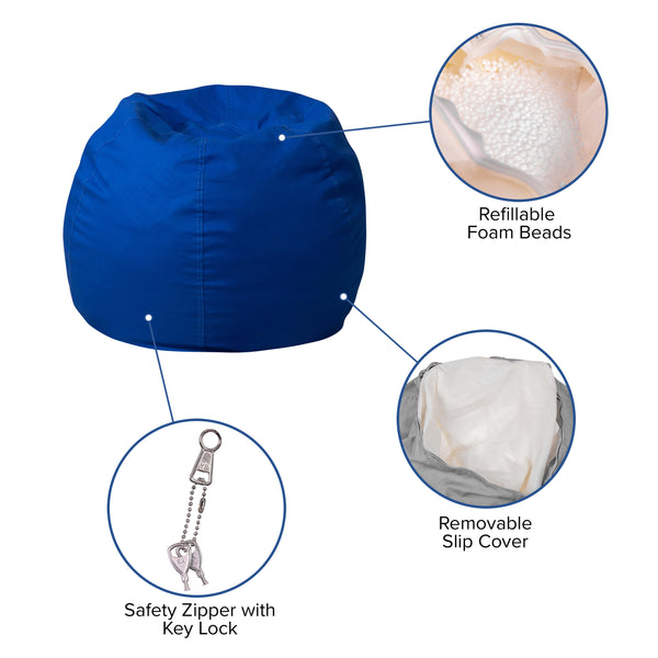 Royal Blue |#| Small Solid Royal Blue Refillable Bean Bag Chair for Kids and Teens