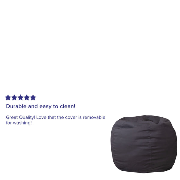 Gray |#| Small Solid Gray Refillable Bean Bag Chair for Kids and Teens