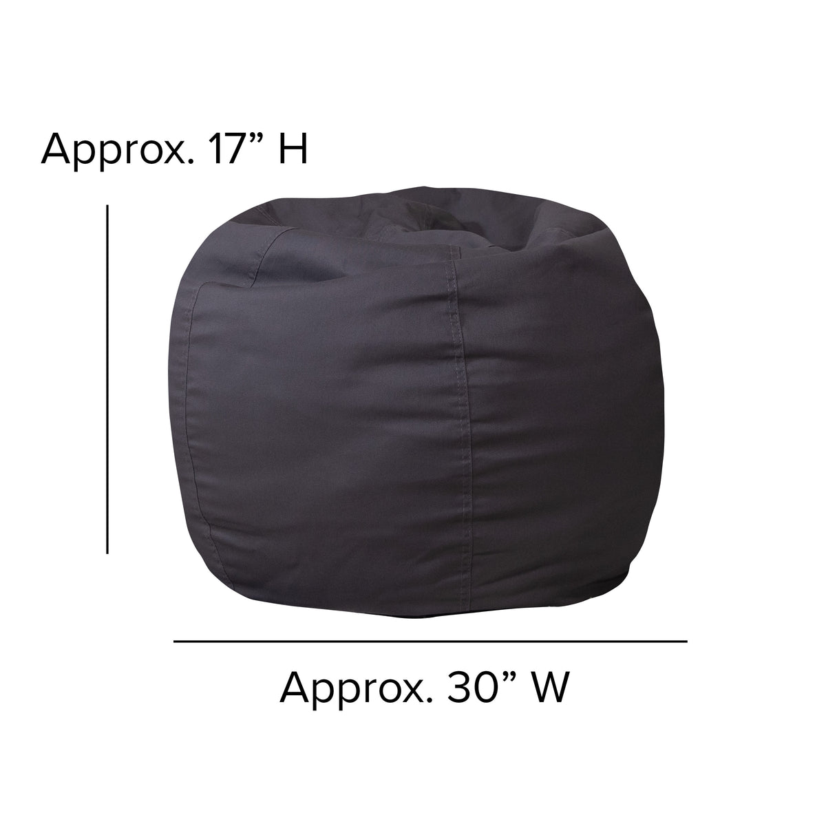 Gray |#| Small Solid Gray Refillable Bean Bag Chair for Kids and Teens