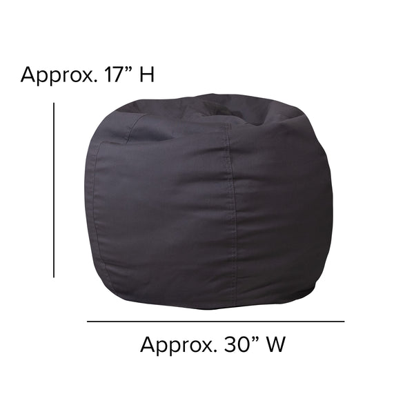 Gray |#| Small Solid Gray Refillable Bean Bag Chair for Kids and Teens