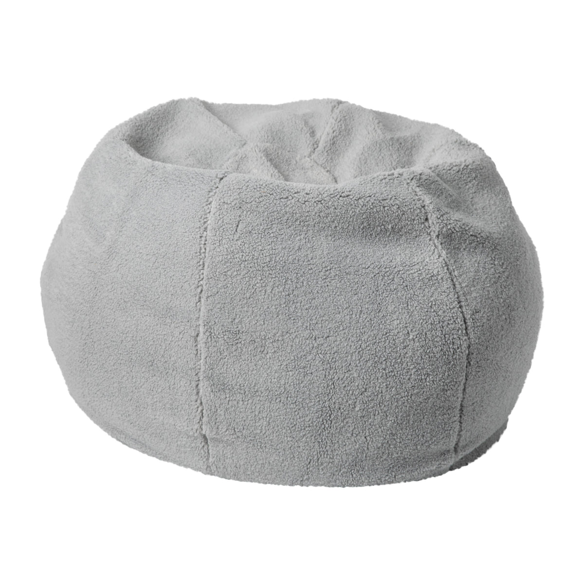 Gray Sherpa |#| Small Faux Sherpa Refillable Bean Bag Chair for Kids and Teens - Gray