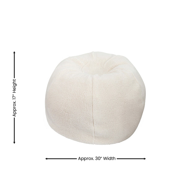 Natural Sherpa |#| Small Faux Sherpa Refillable Bean Bag Chair for Kids and Teens - Natural