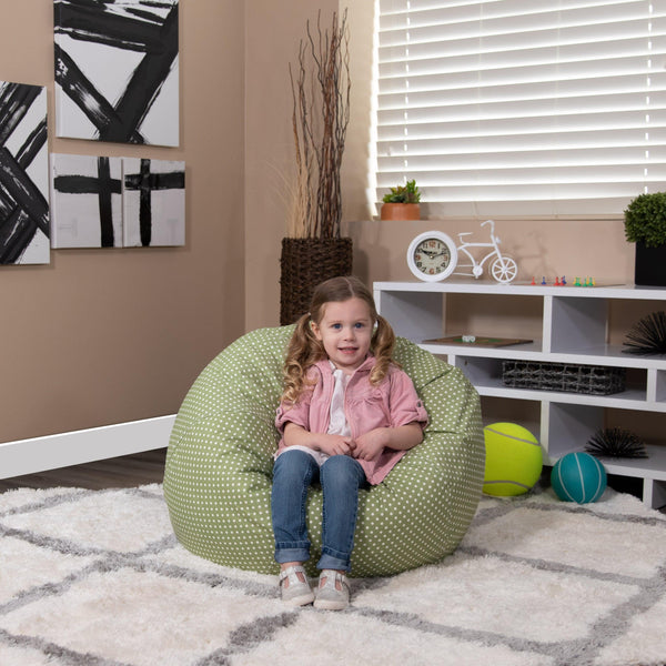 Green Dot |#| Small Green Dot Refillable Bean Bag Chair for Kids and Teens