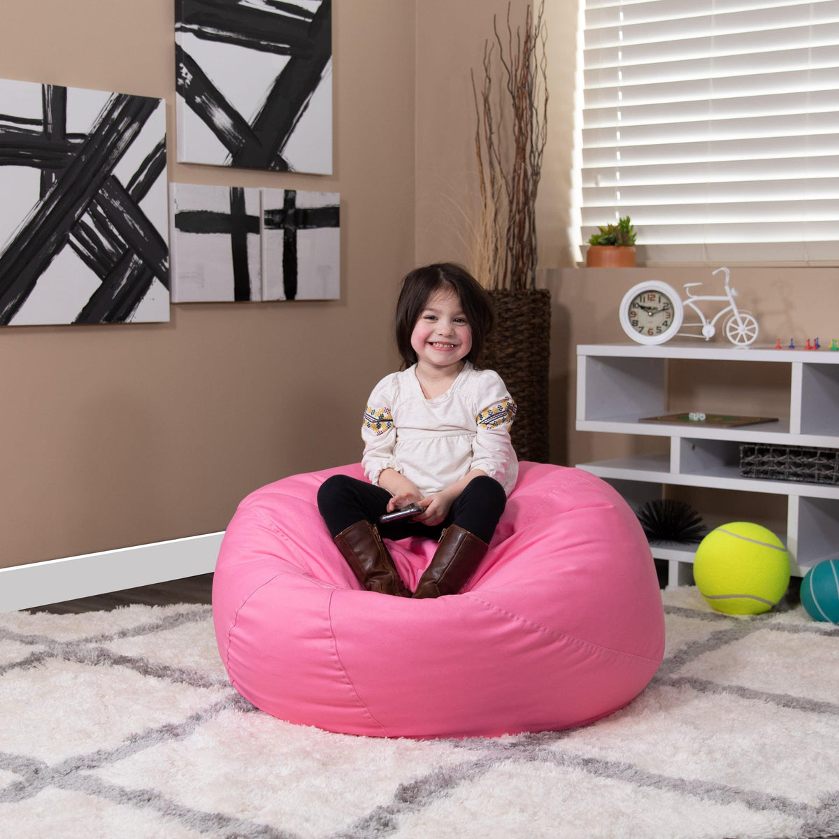 Light Pink |#| Small Solid Light Pink Refillable Bean Bag Chair for Kids and Teens