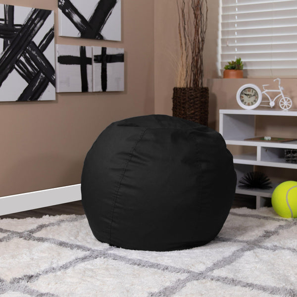 Black |#| Small Solid Black Refillable Bean Bag Chair for Kids and Teens