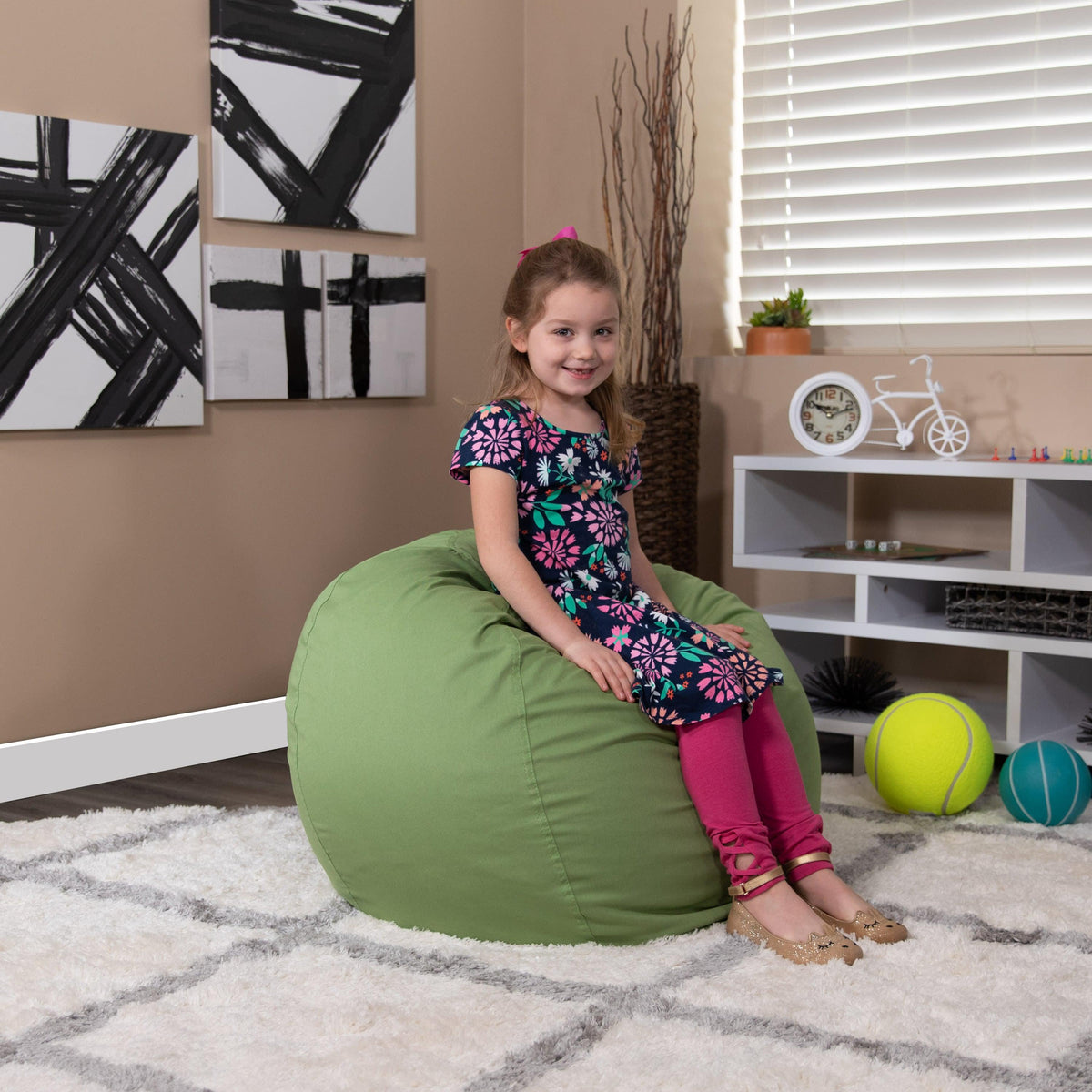 Green |#| Small Solid Green Refillable Bean Bag Chair for Kids and Teens