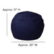 Navy Blue |#| Small Solid Navy Blue Refillable Bean Bag Chair for Kids and Teens