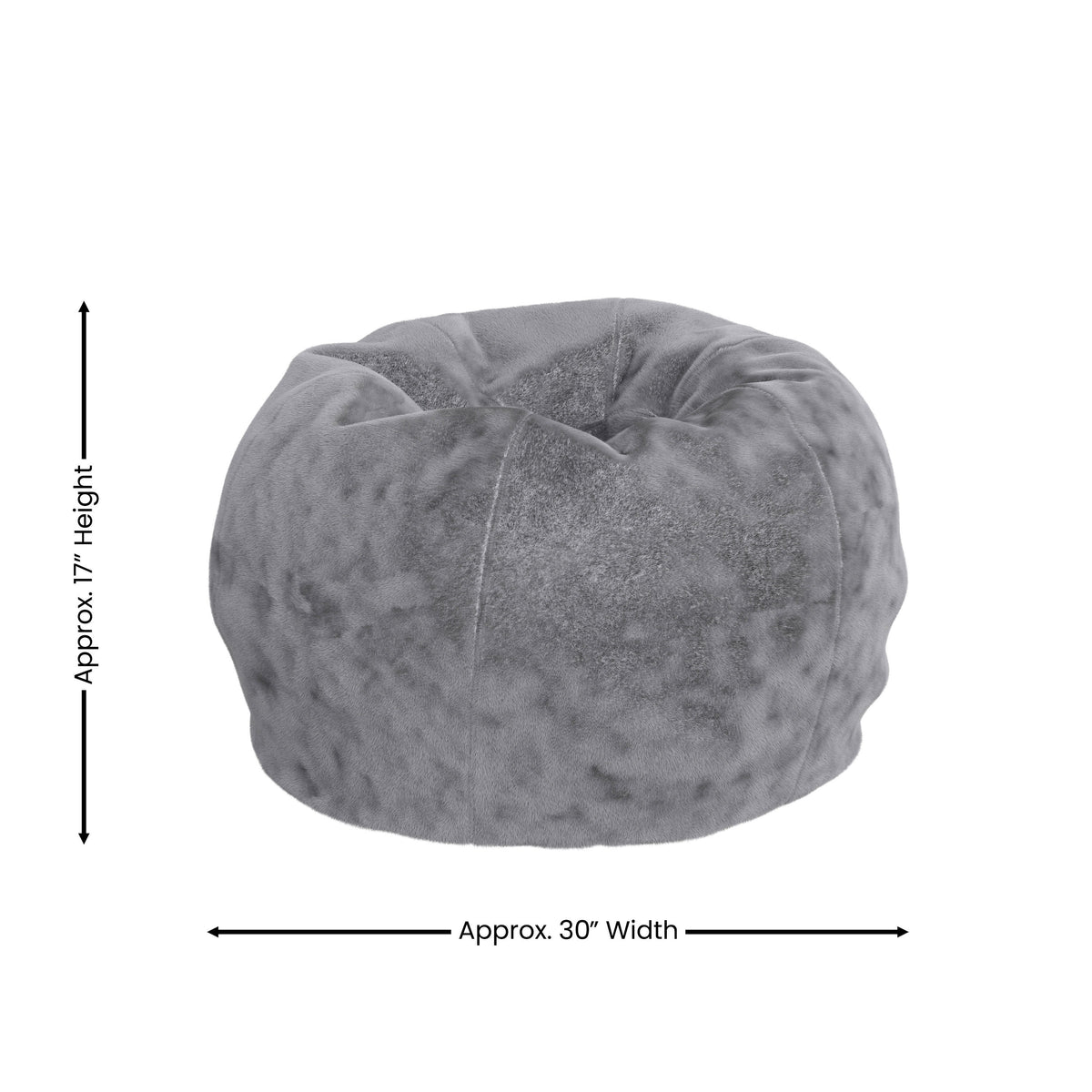 Gray Furry |#| Small Gray Furry Refillable Bean Bag Chair for Kids and Teens