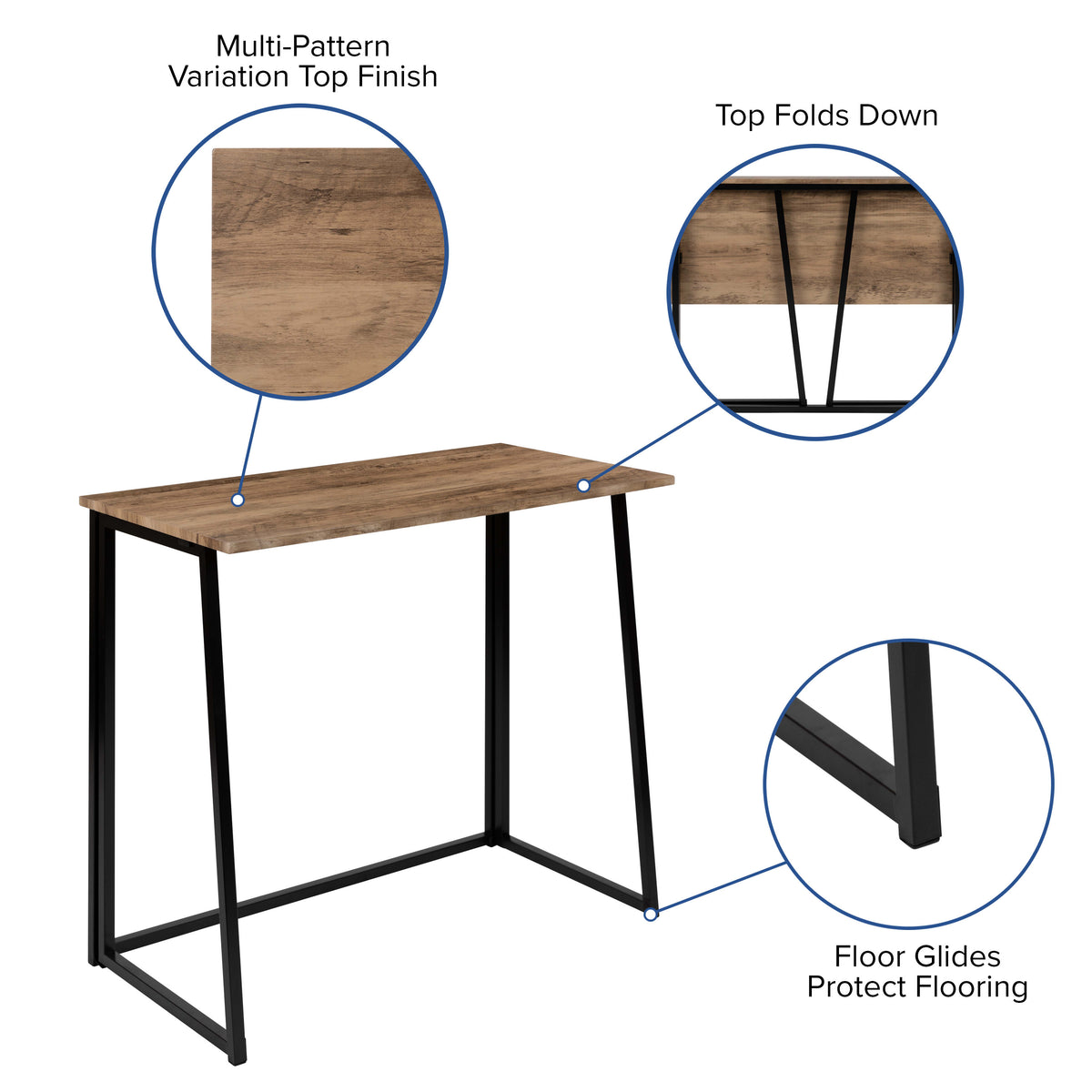 Small 36inch Rustic Natural Home Office Folding Computer Desk - Laptop Desk