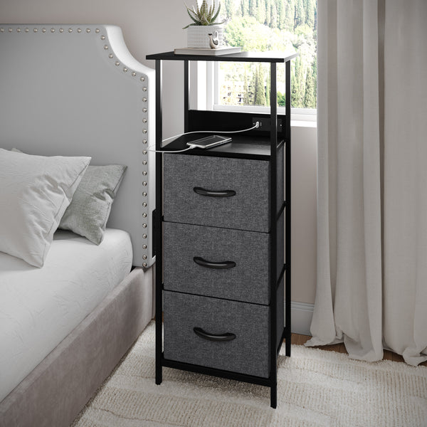 stand up dresser 3 Drawer Nightstand WX-EZO802-W- – BizChair