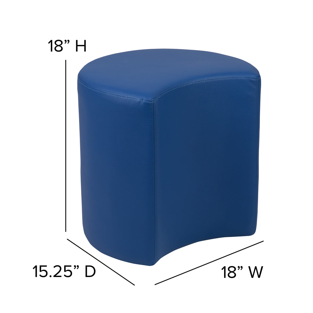 Blue |#| 18inchH Soft Seating Flexible Moon for Classrooms and Common Spaces - Blue