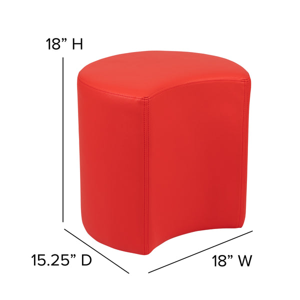 Red |#| 18inchH Soft Seating Flexible Moon for Classrooms and Common Spaces - Red