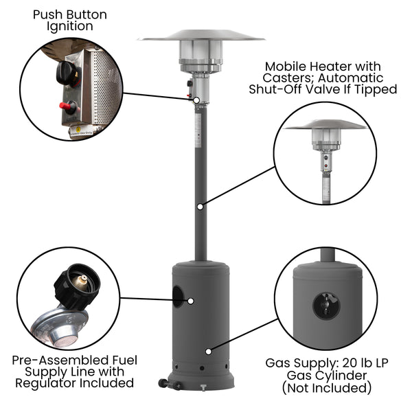 Slate Gray |#| Outdoor Patio Heater -SLT Gray- 7.5 Feet Round Steel Patio Heater - 40,000 BTU's