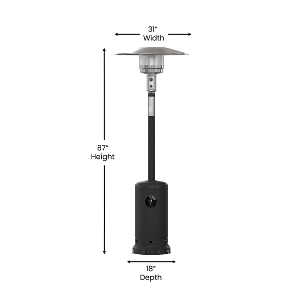 Black |#| Outdoor Patio Heater - Black - 7.5 Feet Round Steel Patio Heater - 40,000 BTU's