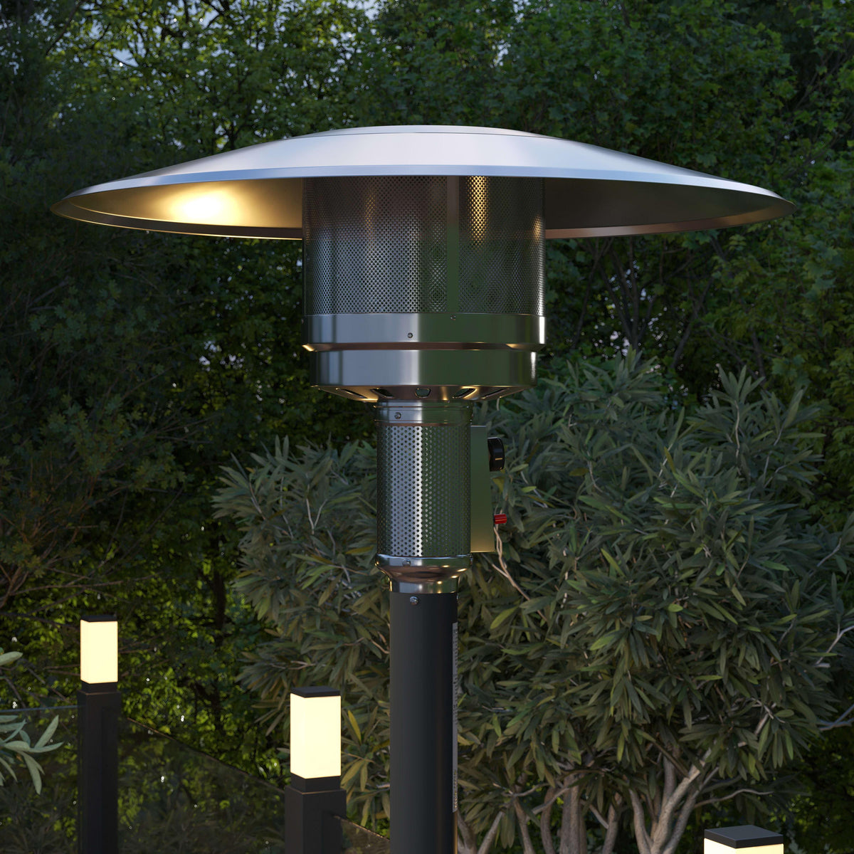 Black |#| Outdoor Patio Heater - Black - 7.5 Feet Round Steel Patio Heater - 40,000 BTU's