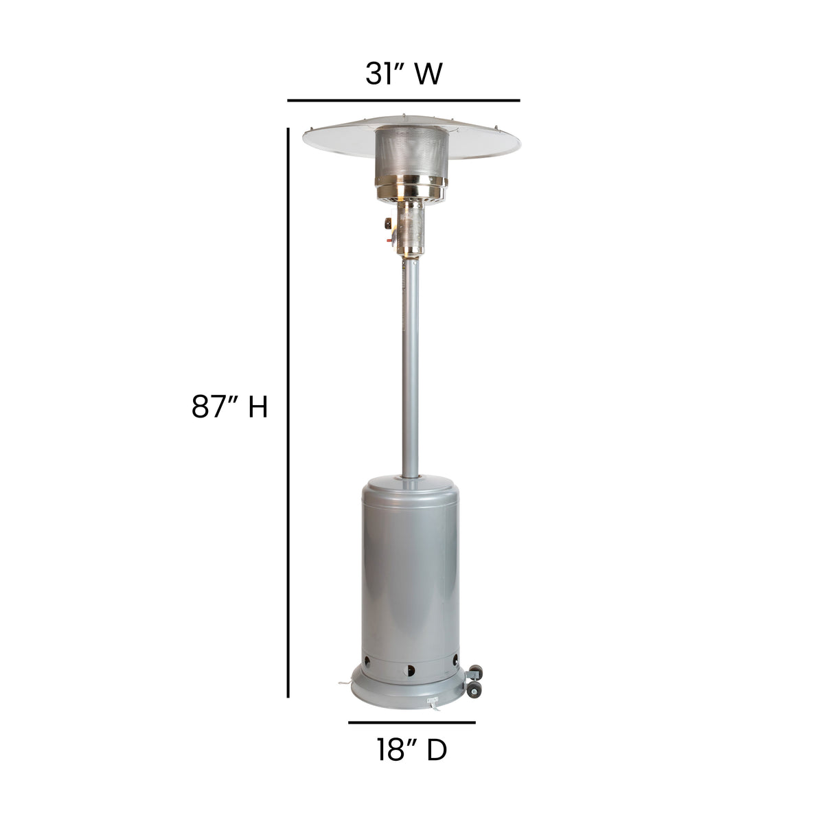 Silver |#| Outdoor Patio Heater - Silver - 7.5 Feet Round Steel Patio Heater - 40,000 BTU's