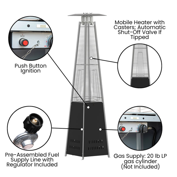 Black |#| Outdoor Patio Heater - Black - 7.5 Feet Round Steel Patio Heater - 42,000 BTU's