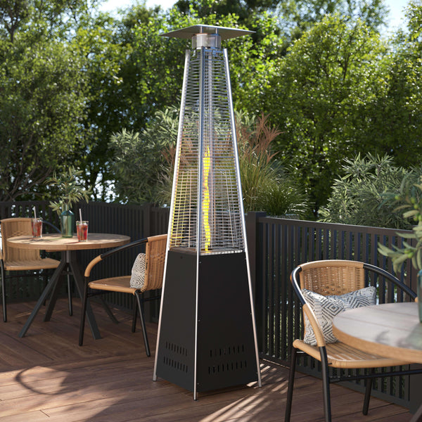 Black |#| Outdoor Patio Heater - Black - 7.5 Feet Round Steel Patio Heater - 42,000 BTU's