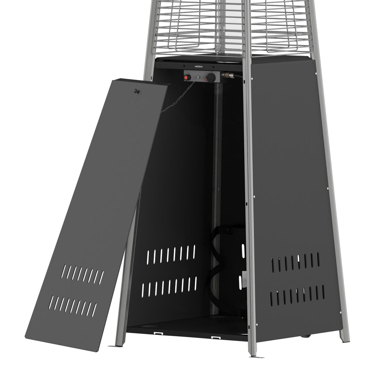 Black |#| Outdoor Patio Heater - Black - 7.5 Feet Round Steel Patio Heater - 42,000 BTU's