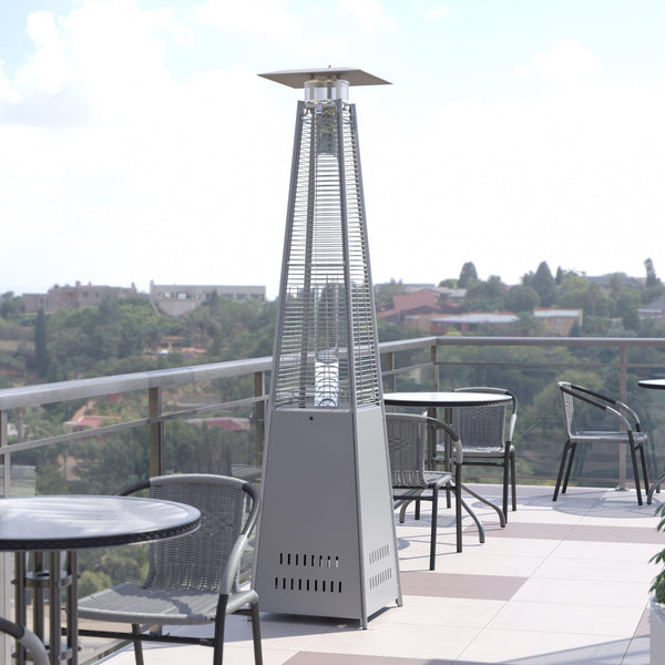 Silver |#| Outdoor Patio Heater - Silver - 7.5 Feet Round Steel Patio Heater - 42,000 BTU's