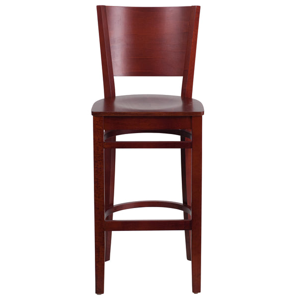 Mahogany Wood Seat/Mahogany Wood Frame |#| Solid Back Mahogany Wood Restaurant Barstool - Hospitality Seating