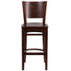Walnut Wood Seat/Walnut Wood Frame |#| Solid Back Walnut Wood Restaurant Barstool - Hospitality Seating