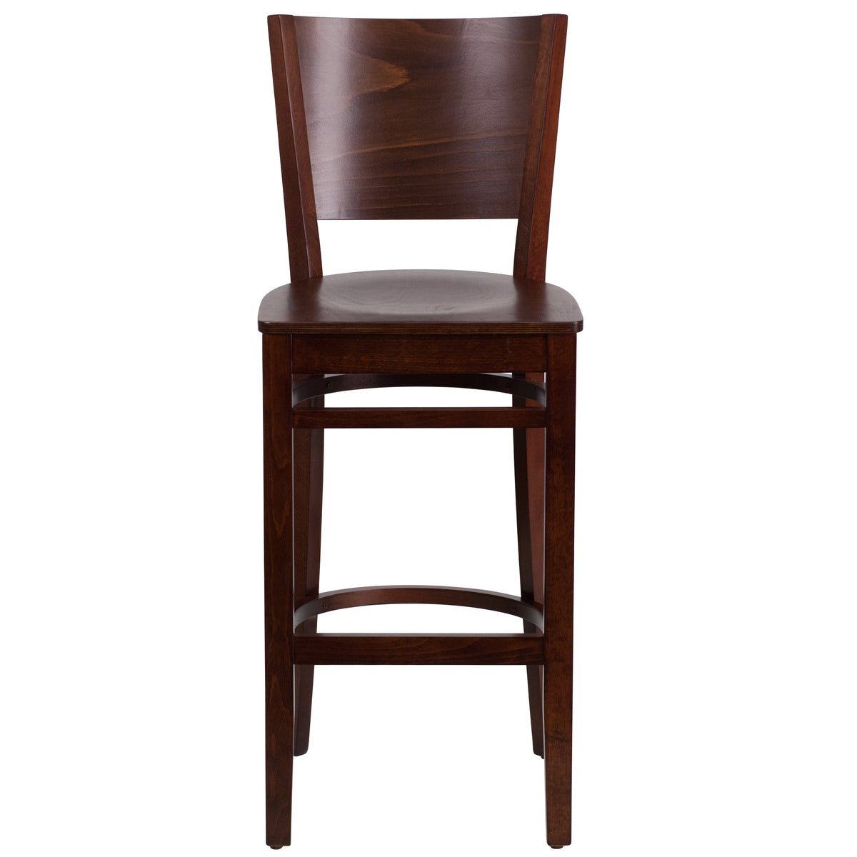 Walnut Wood Seat/Walnut Wood Frame |#| Solid Back Walnut Wood Restaurant Barstool - Hospitality Seating