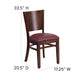 Burgundy Vinyl Seat/Walnut Wood Frame |#| Solid Back Walnut Wood Restaurant Chair - Burgundy Vinyl Seat