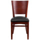 Black Vinyl Seat/Mahogany Wood Frame |#| Solid Back Mahogany Wood Restaurant Chair - Black Vinyl Seat