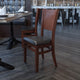 Black Vinyl Seat/Walnut Wood Frame |#| Solid Back Walnut Wood Restaurant Chair - Black Vinyl Seat