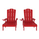 Red |#| Set of 2 All-Weather Commercial Adjustable Lounge Chairs with Cupholders - Red