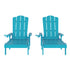 Sonora Set of 2 Commercial Grade Adjustable Adirondack Loungers with Cupholder, All-Weather Indoor/Outdoor Recycled HDPE Lounge Chair
