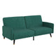Emerald |#| Convertible Split Back Futon Sofa Sleeper with Wooden Legs in Emerald Velvet