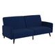 Navy |#| Convertible Split Back Futon Sofa Sleeper with Wooden Legs in Navy Velvet